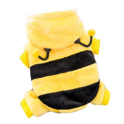 China New Arrival Yellow Stocked Bee Dog Clothes Winter Thickened Small Teddy Cat Puppy Pet Warm Quadruped Clothes Autumn And Winter Clothes for sale