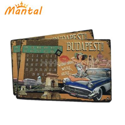 China Europe Factory Custom 3d Tin Signs SEDEX Printing Die Cut Embossed Metal Hanging Calendar for sale