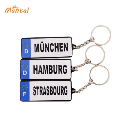 China Funny Custom Metal Item A Logo Cheap Metal Name License Plate Key Chain for sale