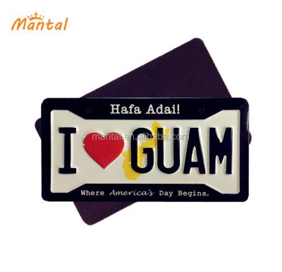 China Wholesale Europe i love embossed aluminum metal registration plate fridge magnet for sale