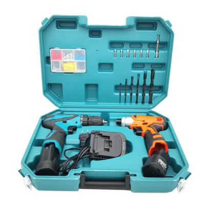 China Handheld 18V Electric Screwdriver and 18V Electric Drill 2 Pieces Set 2In1 Dual Function Tool Kit with Twist Drill for sale