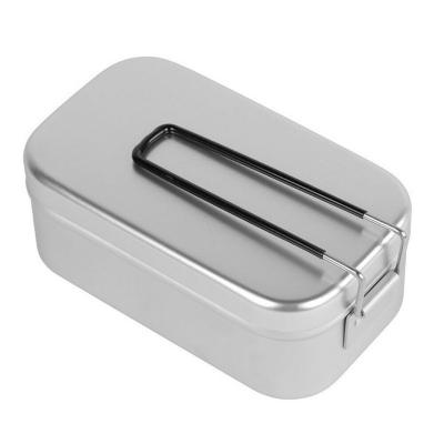 China Outdoor Travel Metal Lunch Container Aluminum Alloy Stocked Camping Lunch Box for sale