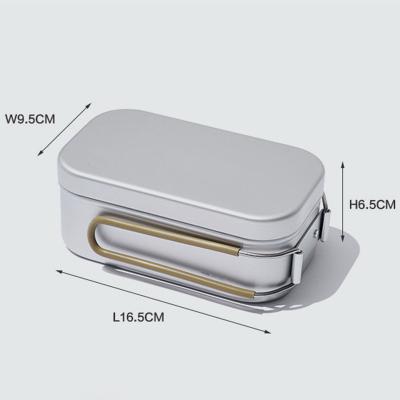 China Outdoor Travel Metal Lunch Container Aluminum Alloy Stocked Camping Lunch Box for sale