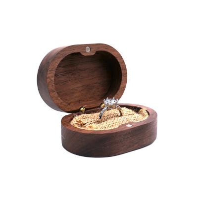 China Custom Engraved Wood Jewelry Box Ring Box Logo Walnut Jewelry Package Small Envelope Wedding Gift Envelope Luxury Wedding for sale