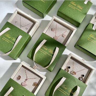 China High End Custom Logo Drawer Jewelry Packaging Box Necklace Ring Slider Bracelet Slider Paper Jewelry Gift Box Cardboard Jewelry Set Box for sale