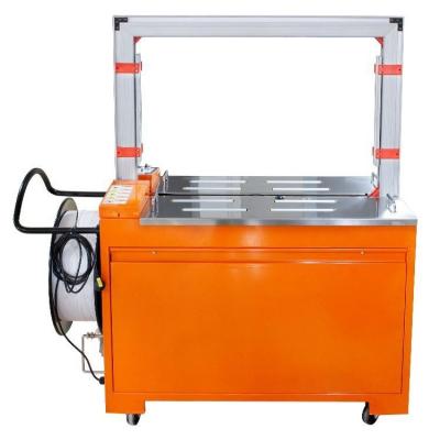 China Food Fully PP Belt Package Hand Tape Banknote Money Paper Cardboard Box Semi Automatic Strapping Machine for sale