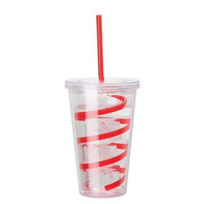 China 16oz Double Wall Sustainable Acrylic Tumbler With Straw for sale