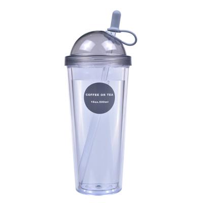 China Viable Gift Promotional Insulated Plastic Juice Tumbler With Dome Lid And Straw for sale