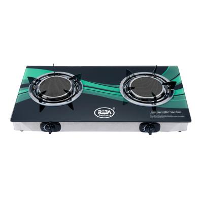 China Commercial Luxury Kitchen Appliances China Table Top Gas Burner Home 2 Burner Tempered Glass Gas Stove for sale