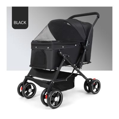 China Small Animals HX05 Luxury Four Wheel Convertible Front And Rear Two Way Push Pet Strollers for sale