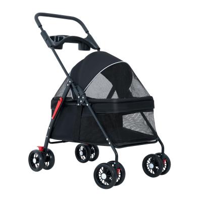 China W02-C Small Animal Quality Guarantee Safety Rope Pet Strollers Two In The Seat 4 Wheels Dog Folding Small Dog Strollers for sale