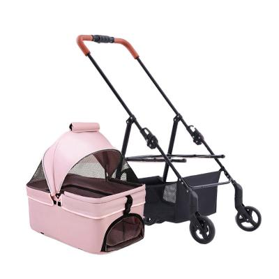 China Outdoor Pet Supplies DL01 Source Factory Direct Sales Window Steerable Wide Field Of View Quick Folding Pet Strollers for sale