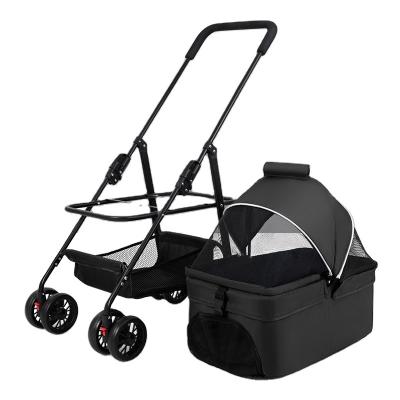 China Outdoor pet supplies LC02-X the front wheel can be rotated 360 degrees and the carrier can be detached from portable pet strollers small dogs for sale