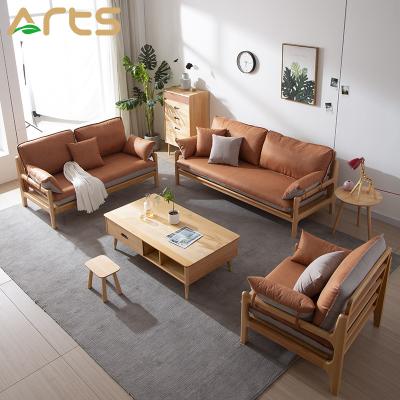 China Minimalist Nordic American luxury style (height) living room furniture adjustable modern wooden sofa sofas for sale