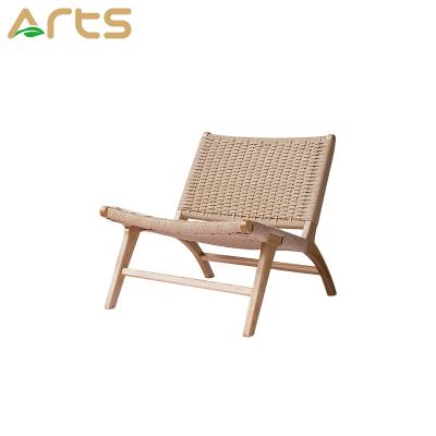 China Hot Sale Outdoor Modern Eco-friendly Hemp Rope Chair Bedroom Furniture Living Room Leisure Wooden Lounge Chair for sale