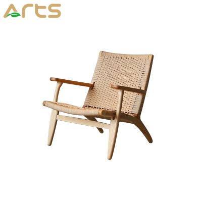 China Custom Made Eco-Friendly Brazilian Solid Handmade Ash Wood Lounge Chair With Hemp Rope for sale