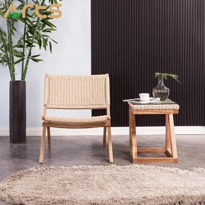 China Factory wholesale eco-friendly design comfortable living room wood chairs modern leisure chair soft and comfortable 100% hemp rope chair for sale