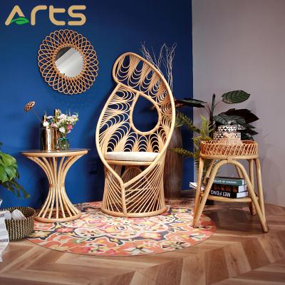 China Vintage Eco-Friendly Classic Style High Back Rattan Chairs Like Peacock's Tail for sale