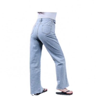 China Light Blue Light Blue Custom Logo Denim High Waist Casual Friend Jeans For Women for sale