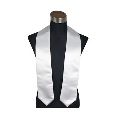 China Gruaduation Dress 72 Inch Satin Polyester Sublimation Graduation Stoles White Blanks for sale