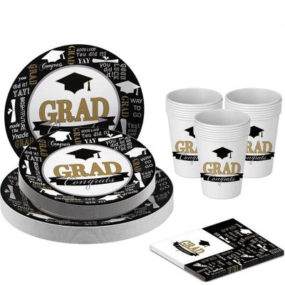 China Graduation Party Supplies Congratulations Graduate Tableware Disposable Cups Graduation Party Supplies 2021 Graduation Decorations for sale