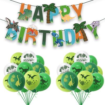 China Gift Toy Latex Balloon Cartoon Banner Dinosaur Theme Birthday Party Decoration for sale