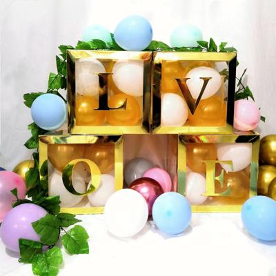 China White Cube Box Plus New Baby Shower Balloon Box Transparent Box Decoration With Letter A-Z For Baby Shower Decoration Wedding Decor for sale