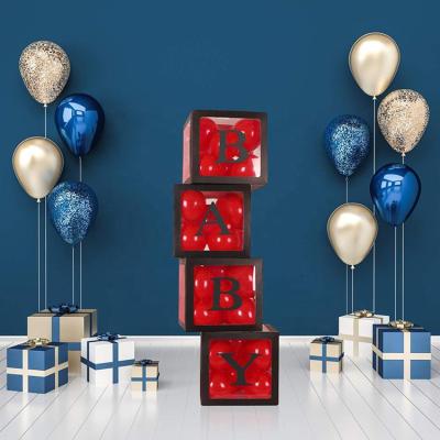 China Party Decorations Baby Shower Boxes Party Decorations 4 Pcs Transparent Black Edge Balloons Decoration Boxes With 40 5in Letter Balloons for sale