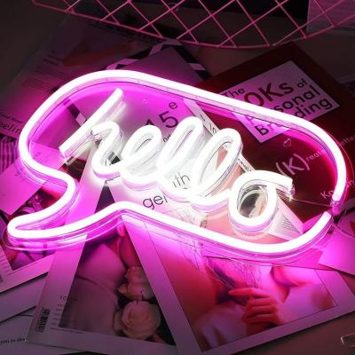 China Customized Large Neon Hello Sign USB Powered LED Night Light for Kids Living Office Room for sale