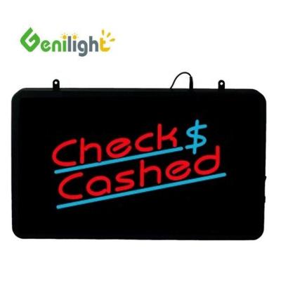 China Genilight 22 * 13 inch Super Helderheid LED Check Contante brief Neon Open Teken voor binnen Te koop