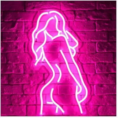 China Customized Lady Neon Sign with Acrylic Backing Pink Silicone LEDs Life span 50000 Hours for sale