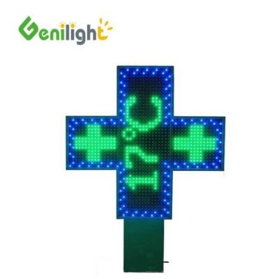 China 1G Pixel Configuration Custom Size Full Color Pharmacy LED Cross Sign with RGB for sale