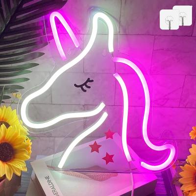 China Customized Unicorn Neon Light Bright LED Pink and White Neon Sign for Bedroom Perfect for sale