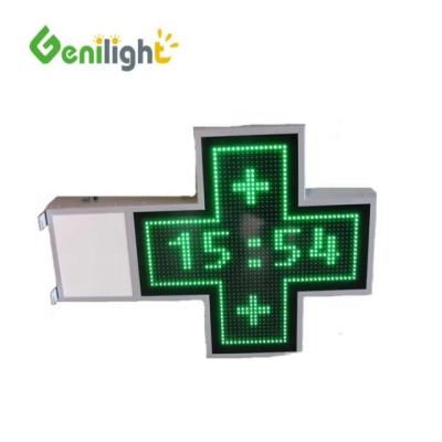 China Advertise Your Pharmacy with 1000x1000mm P20 Green Color LED Cross Animated Display Sign for sale