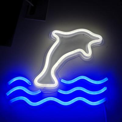 China 5V Large Dolphin Neon Light Sign Marquee Bateria USB Operado Mesa Led Light Decoração de parede à venda