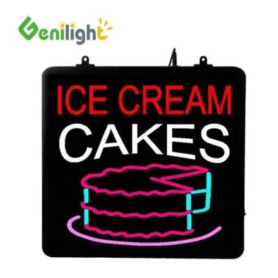 China Deco Style Custom LED Ice Cream Cakes Neon Sign with Acrylic Front Board Display for sale