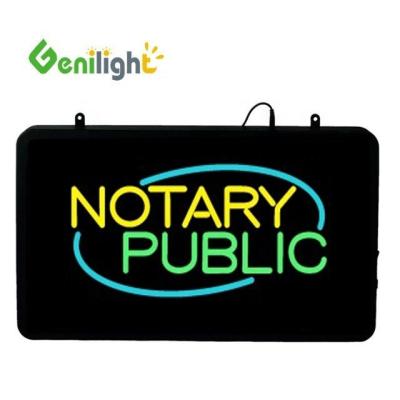 China Genilight NOTARY PUBLIC LED Neon Sign with ABS Open-Mold Outframe and Flashing Animation for sale