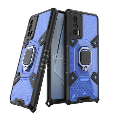 China Transparent Shockproof Anti-drop Hybrid PC TPU Mobile Phone Protective Bags and Cases With Stand For VIVO V21E 5G for sale