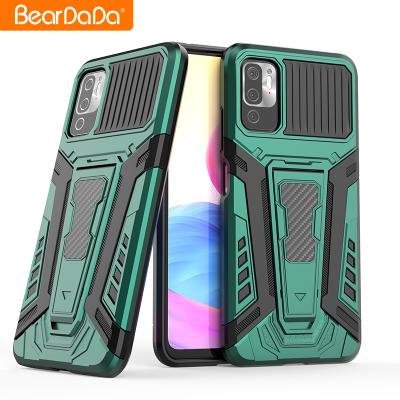 China Shockproof TPU Kickstand Cell Phone Case Hybrid Shockproof Cover With Stand For Xiaomi Redmi Note 10 Pro 5G Casing for sale