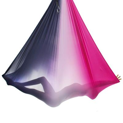 China High Tensile Gradient Nylon Premium Color Anti Gravity Flying Yoga Push Up 5.5 Yards 5M X 2.8M Aerial Silk Fabric Yoga Swing for sale