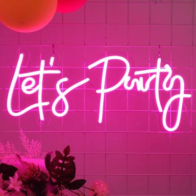 China Customization Neon Sign Let Us Party Wedding 3D Sign Custom Decorative Letters Led Neon Light Flexible Acrylic Wedding Sign for sale