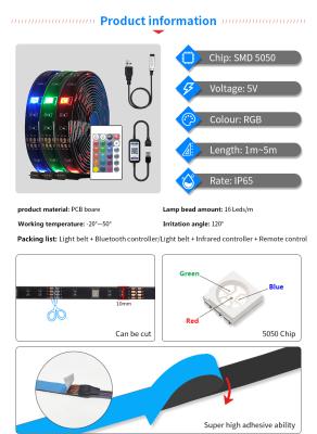 China LANDSCAPE USB LED Strip Light DC 5V LED Colorful Flexible LED Strip Ribbon APP SMD 5050 RGB Waterproof TV Background Lighting for sale