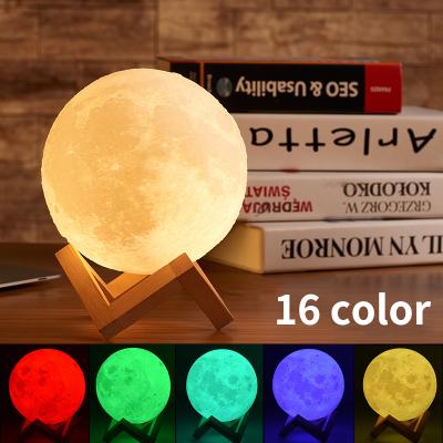 China Modern Moon Lamp 3D Printing USB LED Night Light Key Switch Creative Rechargeable Moon Light For Room for sale