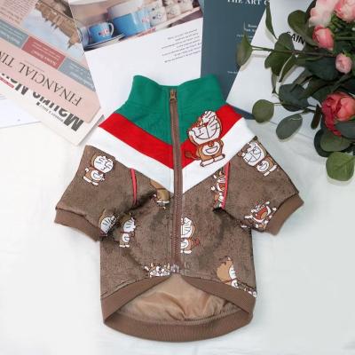 China Luxury Popular Famous Brand Brown Logo Jacket Dog Clothes Pet Stocked Casual Dog Jacket for sale