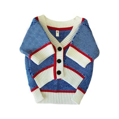 China Viable wholesale fashionable luxury brand ablue knit cardigan thickened method pug teddy schnauzer sweater popular brand pet clothes for sale