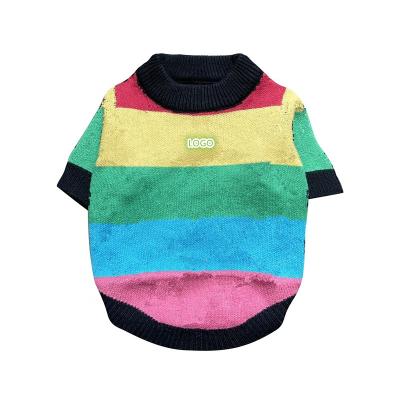 China Sustainable Fashion Color Stripes Luxury Designer Brand G Dog Tnitted Sweater Clothes for sale