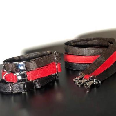 China Luxury Stocked Working Dog Collar and Leash Set Correa Para Mascota Collar De Perro Waterproof Leather Designers Dog Collar Leashes for sale