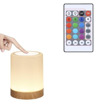 China Eco-Friendly Smart Home Lights Bedside Night Light With Dimmer Night Lamp RGB Color Table USB Remote Lamp Change Rechargeable Night Lamp for sale