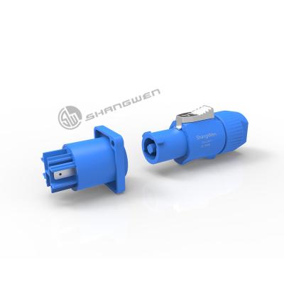 China Ip44 Indoor Lockable Triple Power Core Blue Input 3 Pin Female And Male Power Connector for sale