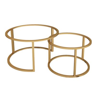 中国 Modern Customized Gold Metal Frame Round Dining Coffee Table Gold Frames And Legs 販売のため